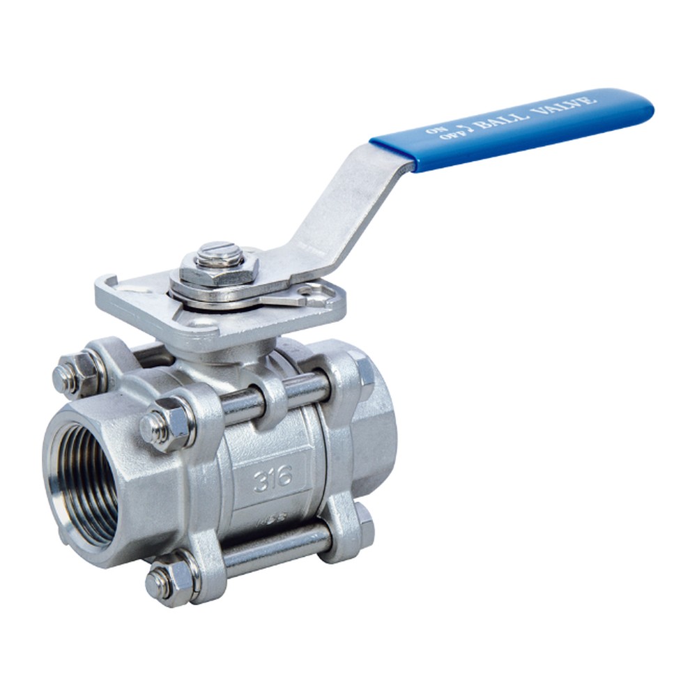 3-PC ball valve, threaded, direct mounting pad