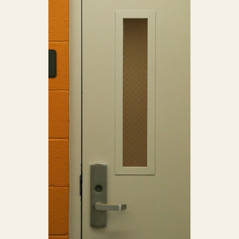 Steel fire door, rock-wool core