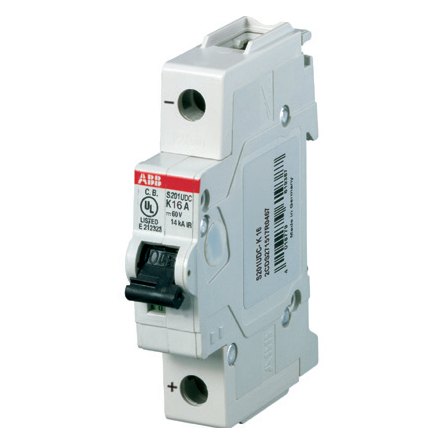ABB S200UDC-Z DC miniature circuit breaker, Z curve, 1–63 A, 1–2 pole, UL 489
