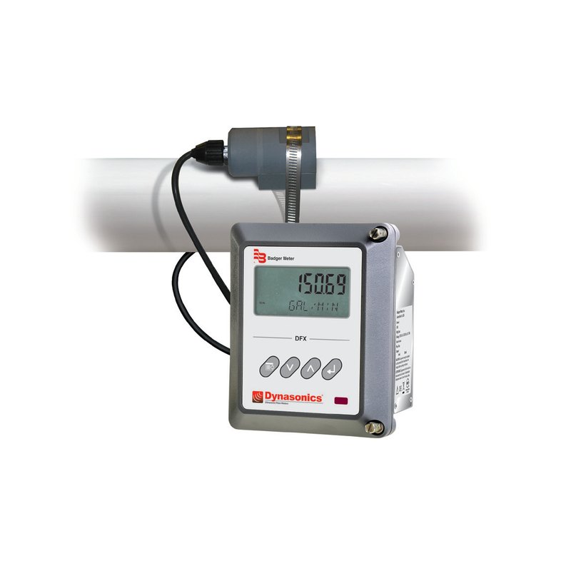 Dynasonics DFX clamp-on Doppler ultrasonic flow meter for slurries and aerated liquids, pipes from 6 mm