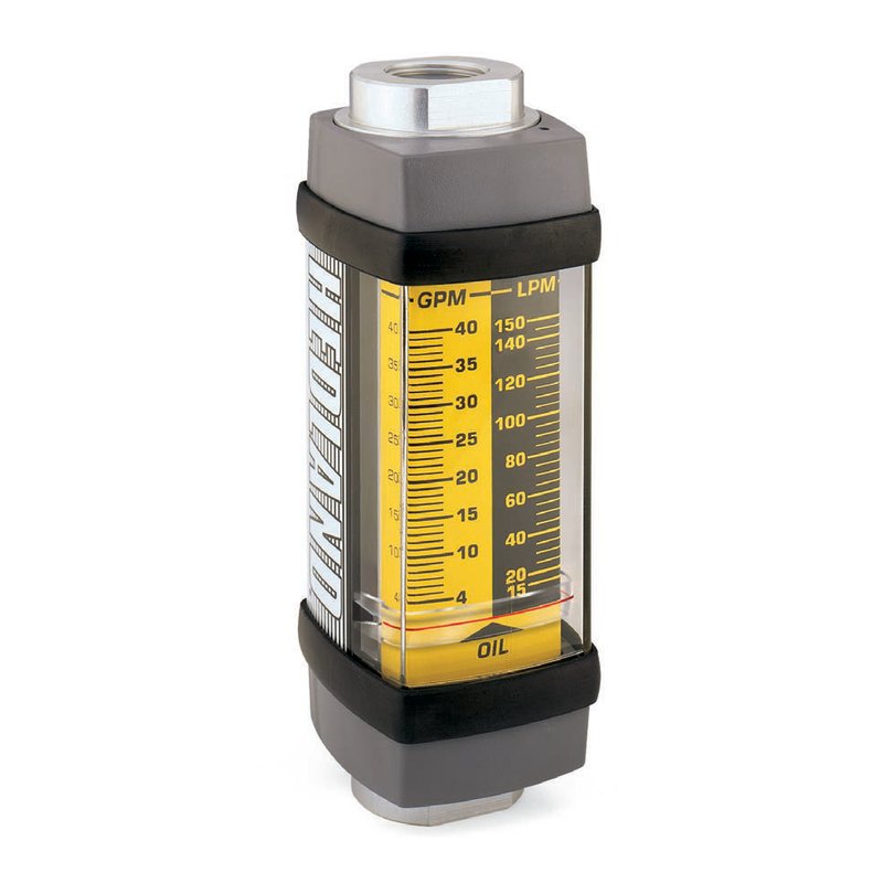 Hedland variable-area flow meter for petroleum fluids, 0.1 to 1,100 L/min, up to 414 bar, any mounting position