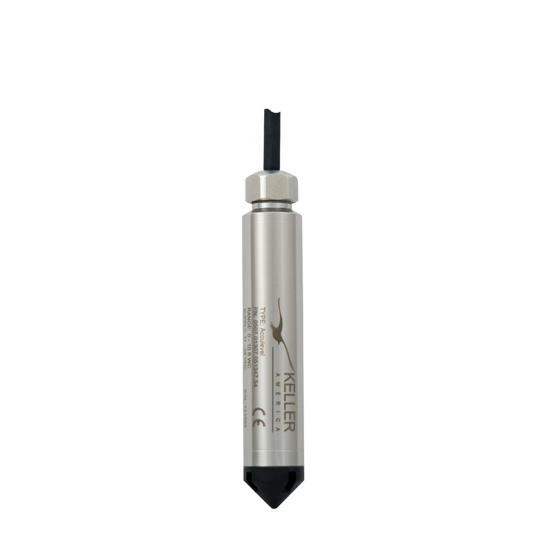 Keller Acculevel high-accuracy submersible level transmitter, 4–20 mA or 0–5/10 V + RS485, NSF 61