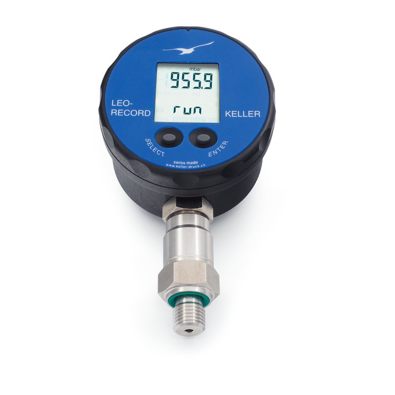 Keller LEO-Record digital pressure gauge with data logger, −1…3 to 0…1,000 bar, 0.05% FS