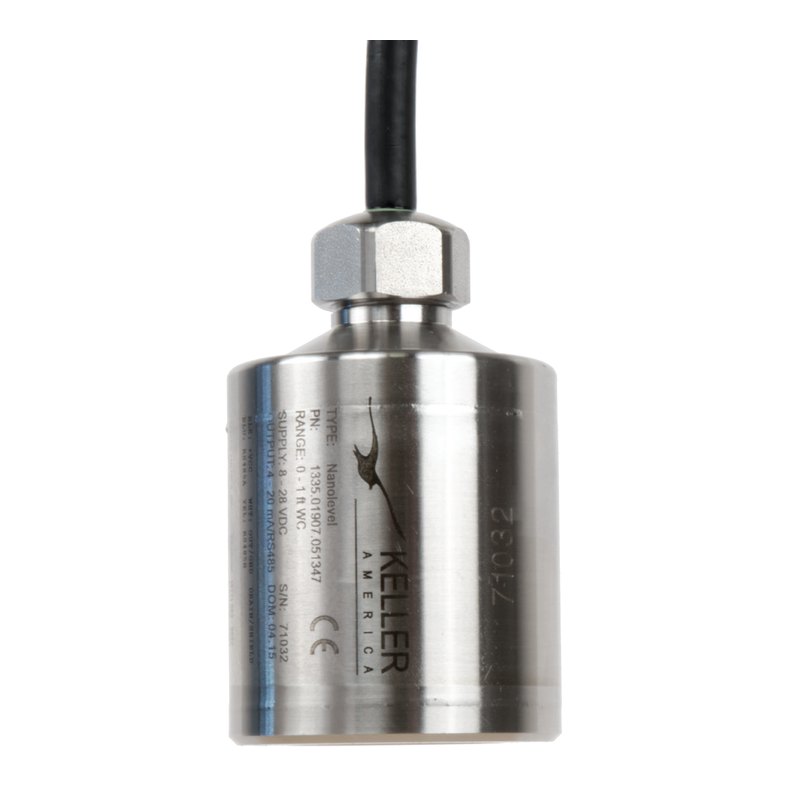 Keller Nanolevel ceramic submersible level transmitter for very low ranges, 0–100 mm to 0–3 m water