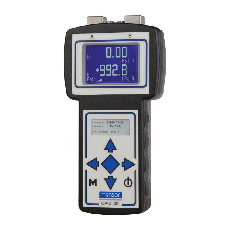 Mensor CPG2300 portable digital pressure gauge, single or dual sensor, 0.015% FS, optional 4–20 mA