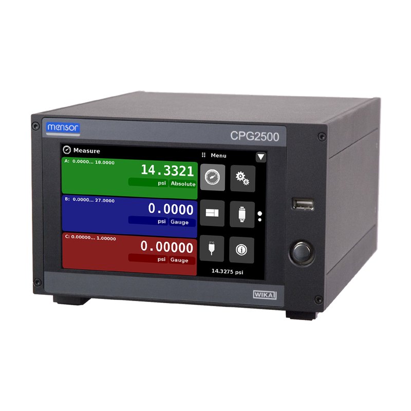 Mensor CPG2500 precision pressure indicator, 0.01% FS, two removable sensors, up to 700 bar