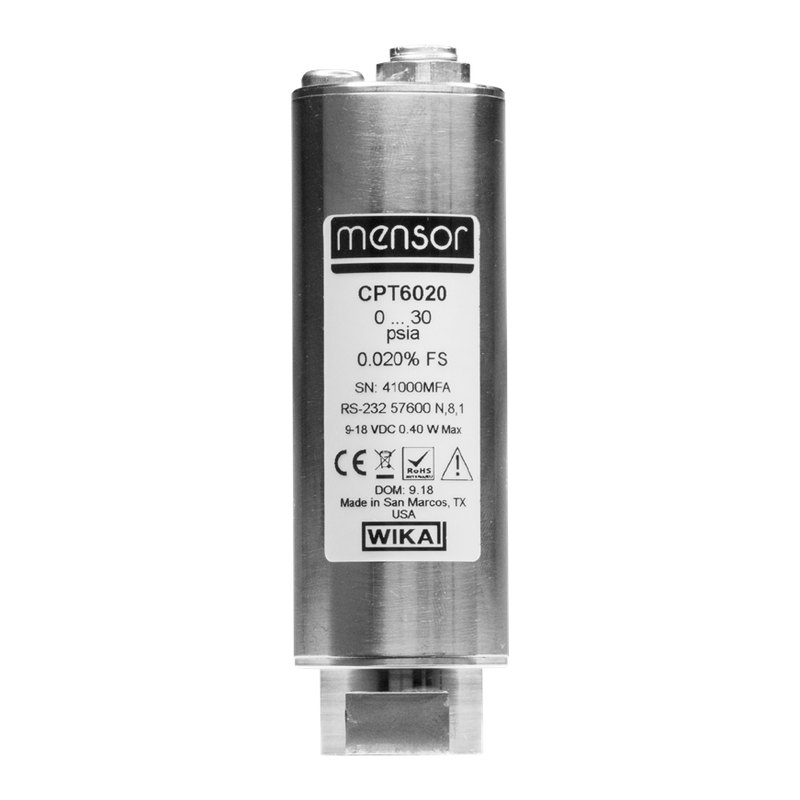 Mensor CPT6020 precision pressure transducer, 0.020% FS, 25 mbar to 1,001 bar, RS-232 / RS-485