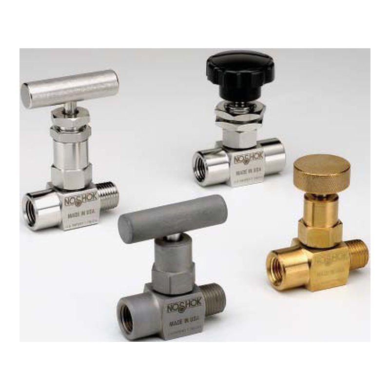 NOSHOK 100 Series mini hard-seat needle valves, to 690 bar, steel / 316 SS / brass, ⅛ and ¼ NPT