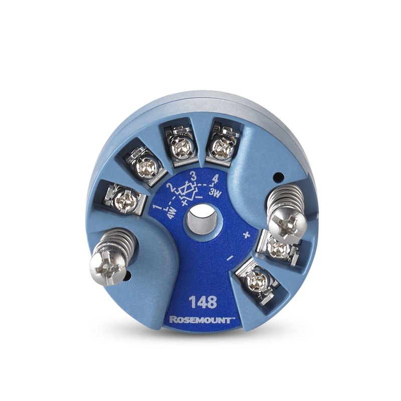 Rosemount 148 PC-programmable head-mount temperature transmitter, RTD / thermocouple / mV / Ω input, 4–20 mA