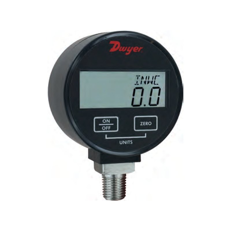 Dwyer DPGA / DPGW economical digital pressure gauges, ±1% FS, vacuum to 500 psi, selectable units, air or liquids